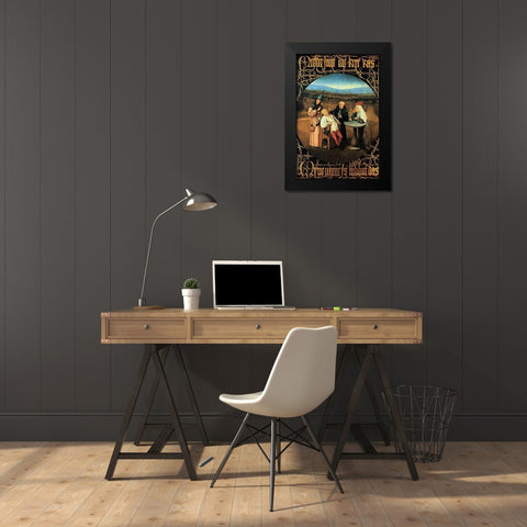 The Cure Of Folly Black Modern Wood Framed Art Print by Bosch, Hieronymus