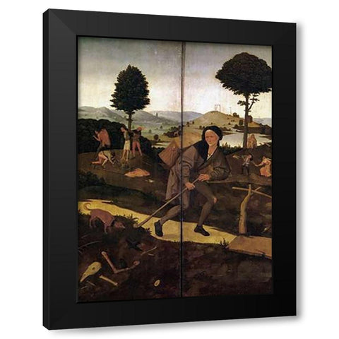 The Wayfarer Black Modern Wood Framed Art Print by Bosch, Hieronymus