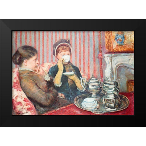 A Cup Of Tea 1880 Black Modern Wood Framed Art Print by Cassatt, Mary