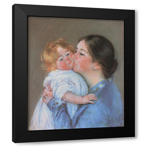 A Kiss For Baby Anne 1897 Black Modern Wood Framed Art Print with Double Matting by Cassatt, Mary