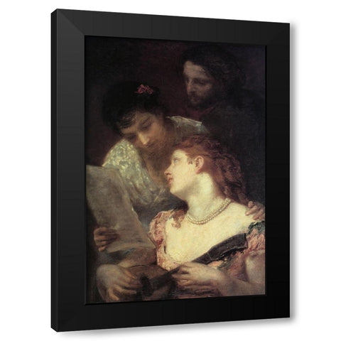 A Musical Party 1874 Black Modern Wood Framed Art Print with Double Matting by Cassatt, Mary