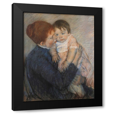 Agatha And Her Child 1891 Black Modern Wood Framed Art Print with Double Matting by Cassatt, Mary