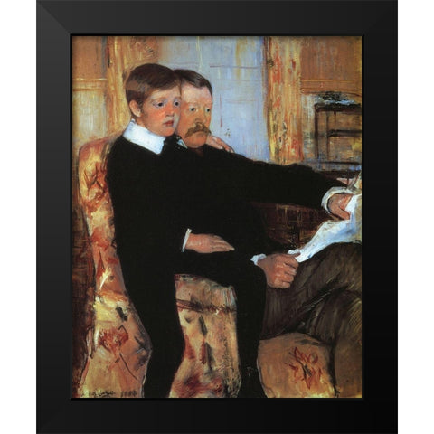 Alexander And His Son Robert 1885 Black Modern Wood Framed Art Print by Cassatt, Mary