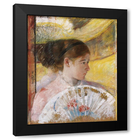 At The Theater 1879 Black Modern Wood Framed Art Print with Double Matting by Cassatt, Mary