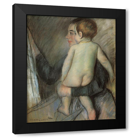 At The Window 1889 Black Modern Wood Framed Art Print with Double Matting by Cassatt, Mary