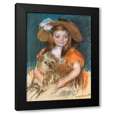 Child Holding A Dog 1901 Black Modern Wood Framed Art Print with Double Matting by Cassatt, Mary