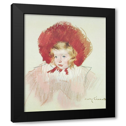 Child With Red Hat Black Modern Wood Framed Art Print with Double Matting by Cassatt, Mary
