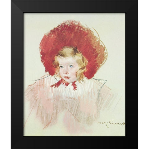 Child With Red Hat Black Modern Wood Framed Art Print by Cassatt, Mary