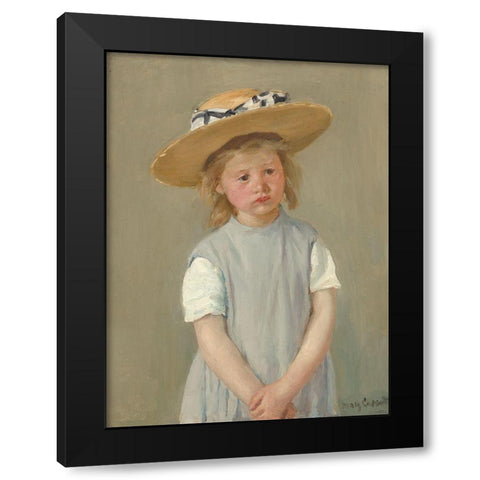 Child With Straw Hat - Version 2 Black Modern Wood Framed Art Print with Double Matting by Cassatt, Mary