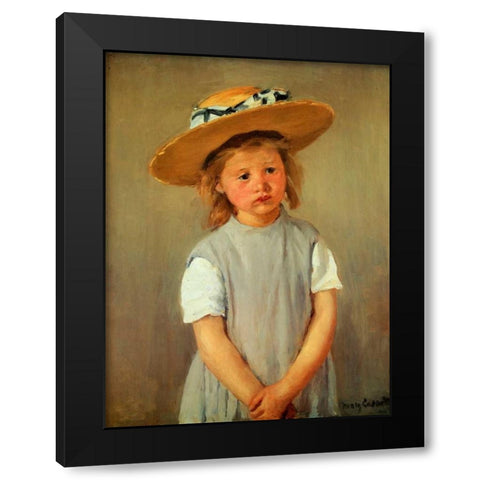 Child With Straw Hat Black Modern Wood Framed Art Print by Cassatt, Mary