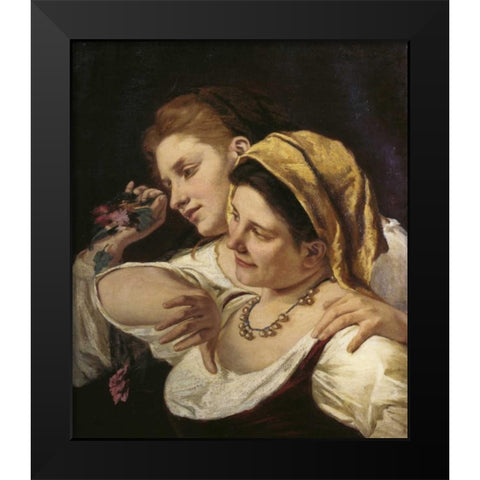 During Carnival 1872 Black Modern Wood Framed Art Print by Cassatt, Mary