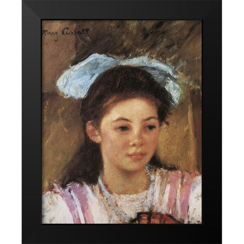 Ellen Mary With A Large Bow In Her Hair 1908 Black Modern Wood Framed Art Print by Cassatt, Mary