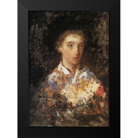 Head Of A Young Girl 1874 Black Modern Wood Framed Art Print by Cassatt, Mary
