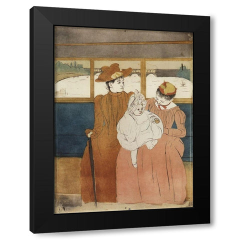 Interior Of A Tramway Passing A Bridge 1891 Black Modern Wood Framed Art Print with Double Matting by Cassatt, Mary