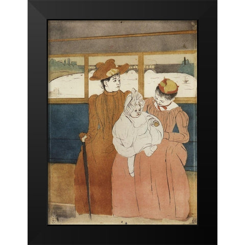 Interior Of A Tramway Passing A Bridge 1891 Black Modern Wood Framed Art Print by Cassatt, Mary
