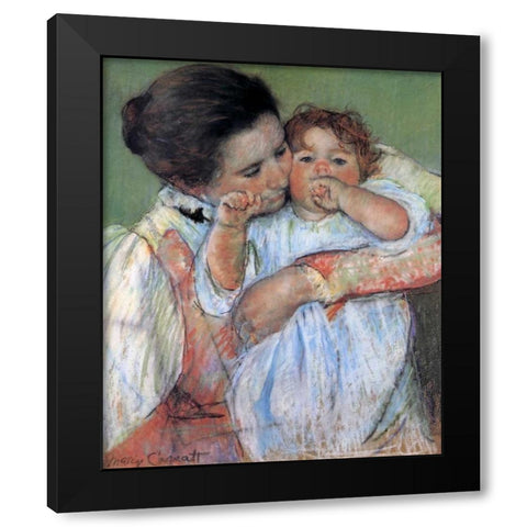 Little Anne Sucking Her Finger 1897 Black Modern Wood Framed Art Print by Cassatt, Mary