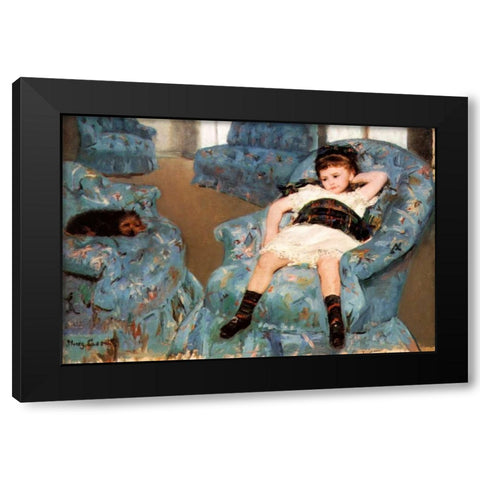 Little Girl In A Blue Armchair 1878 Black Modern Wood Framed Art Print by Cassatt, Mary