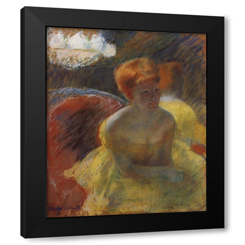 Lydia Leaning On Her Arms Seated In A Loge 1879 Black Modern Wood Framed Art Print by Cassatt, Mary