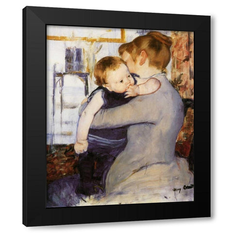 Mother And Child 1889 Black Modern Wood Framed Art Print by Cassatt, Mary