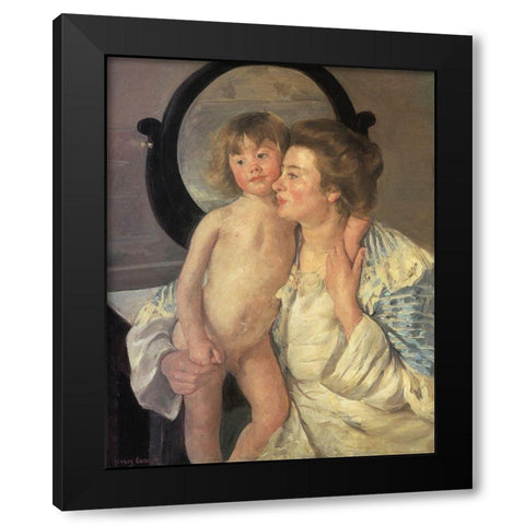Mother And Child 1899 Black Modern Wood Framed Art Print with Double Matting by Cassatt, Mary