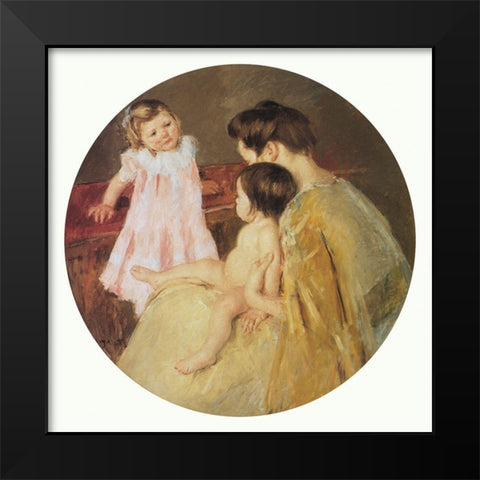 Mother And Two Children Mural For Capitol Bldg PA 1905 Black Modern Wood Framed Art Print by Cassatt, Mary