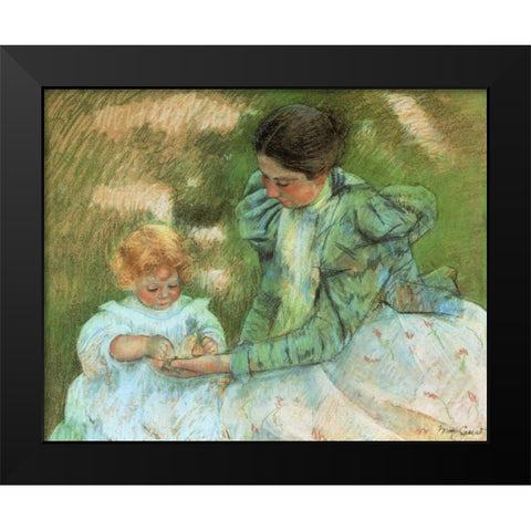 Mother Playing With Her Child 1897 Black Modern Wood Framed Art Print by Cassatt, Mary