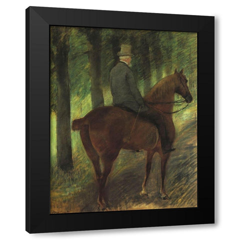 Mr Robert S On Horseback 1885 Black Modern Wood Framed Art Print with Double Matting by Cassatt, Mary