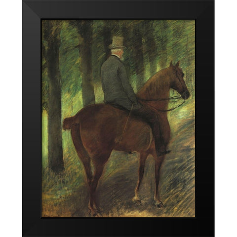 Mr Robert S On Horseback 1885 Black Modern Wood Framed Art Print by Cassatt, Mary