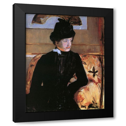 Portrait Of A Young Woman In Black 1883 Black Modern Wood Framed Art Print with Double Matting by Cassatt, Mary