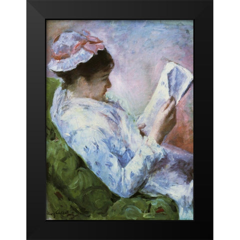 Portrait Of Lydia Reading 1879 Black Modern Wood Framed Art Print by Cassatt, Mary