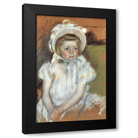 Simone In A White Bonnet 1901 Black Modern Wood Framed Art Print with Double Matting by Cassatt, Mary