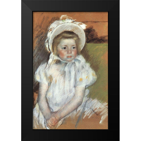 Simone In A White Bonnet 1901 Black Modern Wood Framed Art Print by Cassatt, Mary