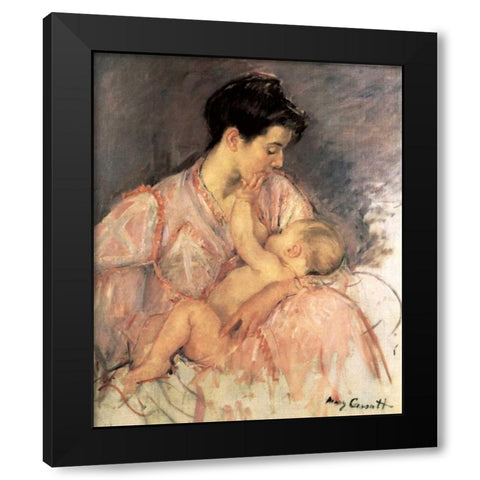 Sketch For Mother Jeanne Nursing Her Baby 1906 Black Modern Wood Framed Art Print by Cassatt, Mary