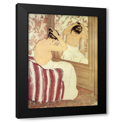 Study 1890 Black Modern Wood Framed Art Print with Double Matting by Cassatt, Mary