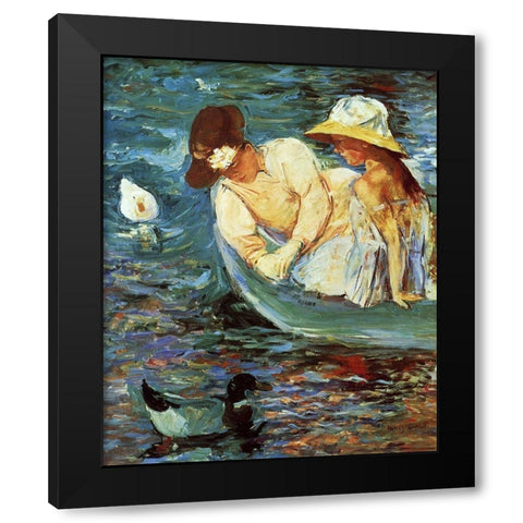 Summertime 1894 Black Modern Wood Framed Art Print with Double Matting by Cassatt, Mary