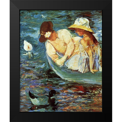 Summertime 1894 Black Modern Wood Framed Art Print by Cassatt, Mary