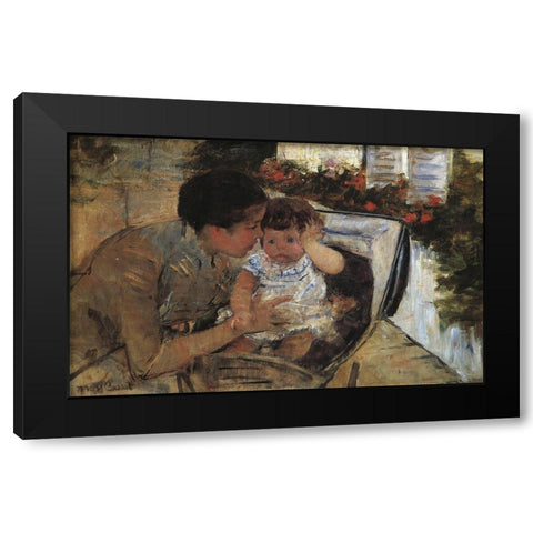 Susan Comforting The Baby 1881 Black Modern Wood Framed Art Print by Cassatt, Mary