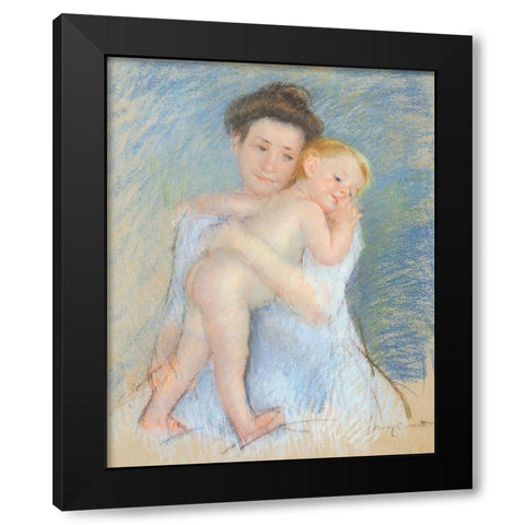 Tendresse Maternelle 1908 Black Modern Wood Framed Art Print by Cassatt, Mary