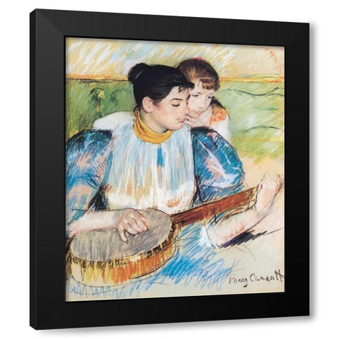 The Banjo Lesson, 1894 Black Modern Wood Framed Art Print with Double Matting by Cassatt, Mary