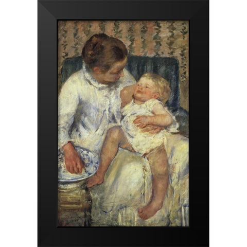 The Childs Bath 1880 Black Modern Wood Framed Art Print by Cassatt, Mary
