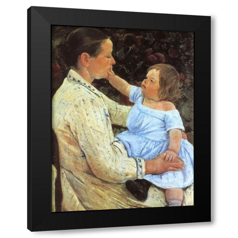 The Childs Caress 1891 Black Modern Wood Framed Art Print with Double Matting by Cassatt, Mary