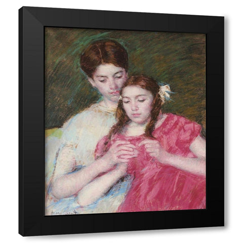 The Crochet Lesson 1913 Black Modern Wood Framed Art Print by Cassatt, Mary