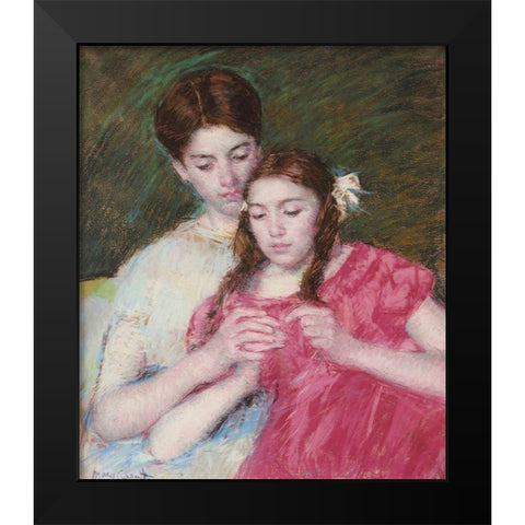 The Crochet Lesson 1913 Black Modern Wood Framed Art Print by Cassatt, Mary