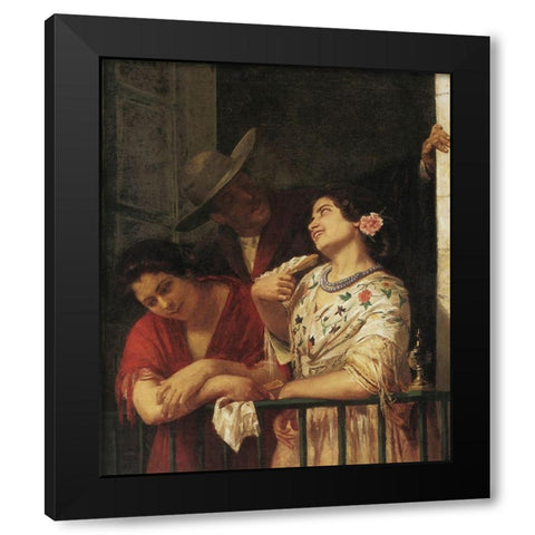 The Flirtation A Balcony In Seville 1872 Black Modern Wood Framed Art Print by Cassatt, Mary