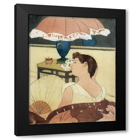 The Lamp 1891 Black Modern Wood Framed Art Print with Double Matting by Cassatt, Mary