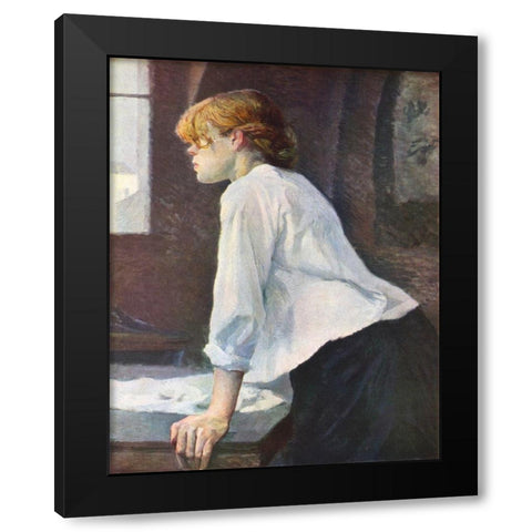The Laundress 1889 Black Modern Wood Framed Art Print with Double Matting by Cassatt, Mary
