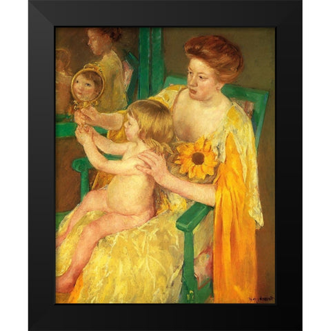 The Mirror 1905 Black Modern Wood Framed Art Print by Cassatt, Mary
