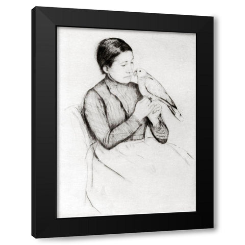 The Parrot 1889 Black Modern Wood Framed Art Print with Double Matting by Cassatt, Mary