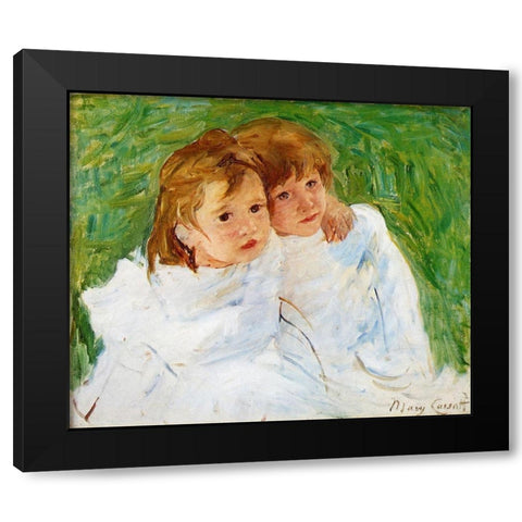 The Sisters 1885 Black Modern Wood Framed Art Print with Double Matting by Cassatt, Mary