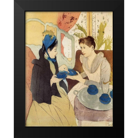 The Visit 1891 Black Modern Wood Framed Art Print by Cassatt, Mary